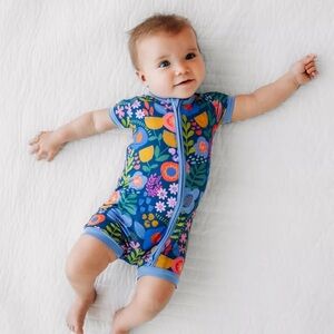 Little Sleepies Folk Floral Shorty Pajamas Size 12-18M GUC